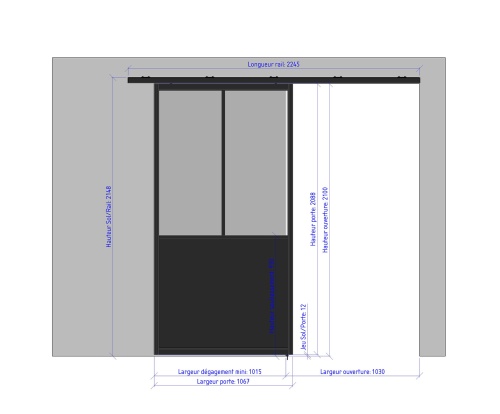 1067 gauche porte coulissante ouverte - 2 verres  soubassement largeur 1067 763826331