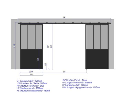 double porte coulissante ouverte - 3 verres  soubassement 2xlargeur 1067 copie 1607838421