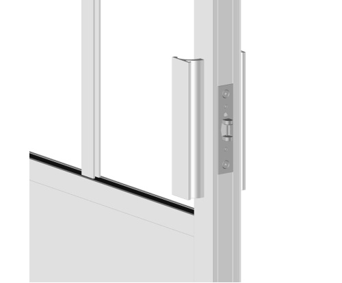 porte 40 blanche avec poignes de tirage blanche sections verticales  soubassement 372920761