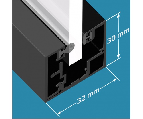 Verrière intérieure à 4 grands carreaux - laqué noir RAL 9005 granité - 1606 x 1105 mm