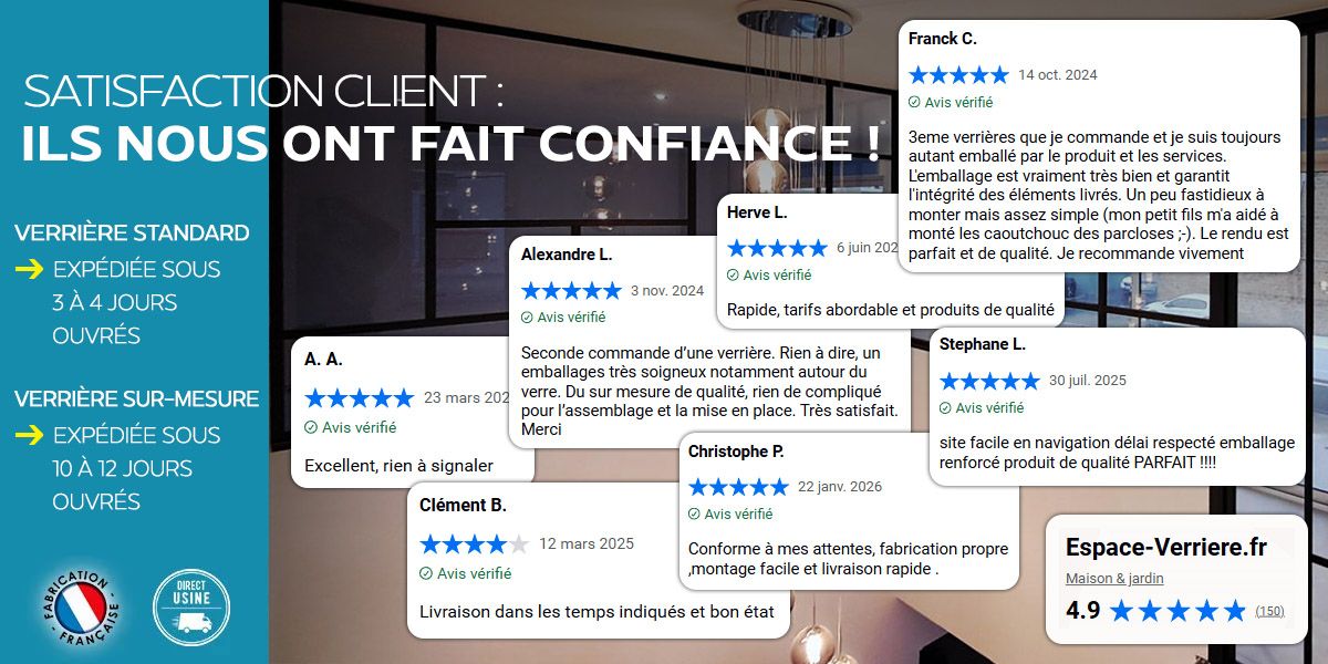 Nos clients sont satisfaits et nous évaluent à 4,9/5