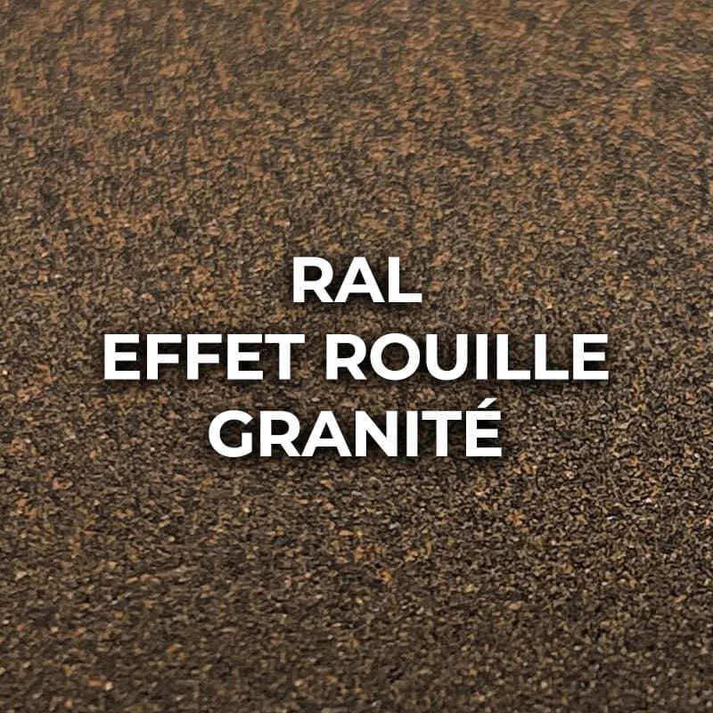 Gros plan d'un profil alu RAL effet rouille granité